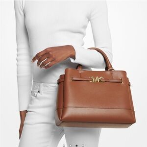 Michael Kors Reed Large Leather Belted Satchel